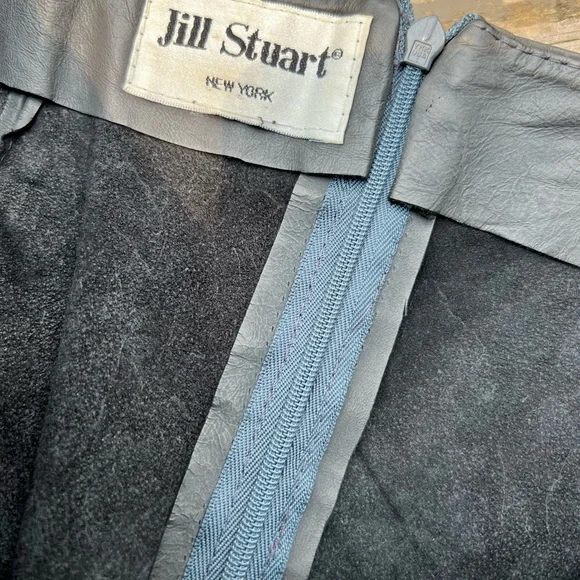 Jill Stuart Genuine Leather Mini Skirt Black Charcoal Gray Lightweight Sz 4
